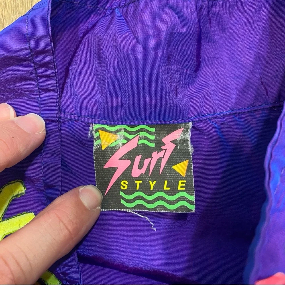 VTG! 90S! 🌟SURF STYLE🌟 SURFER ZIP UP WINDBREAKER JACKET PURPLE ONE SIZE